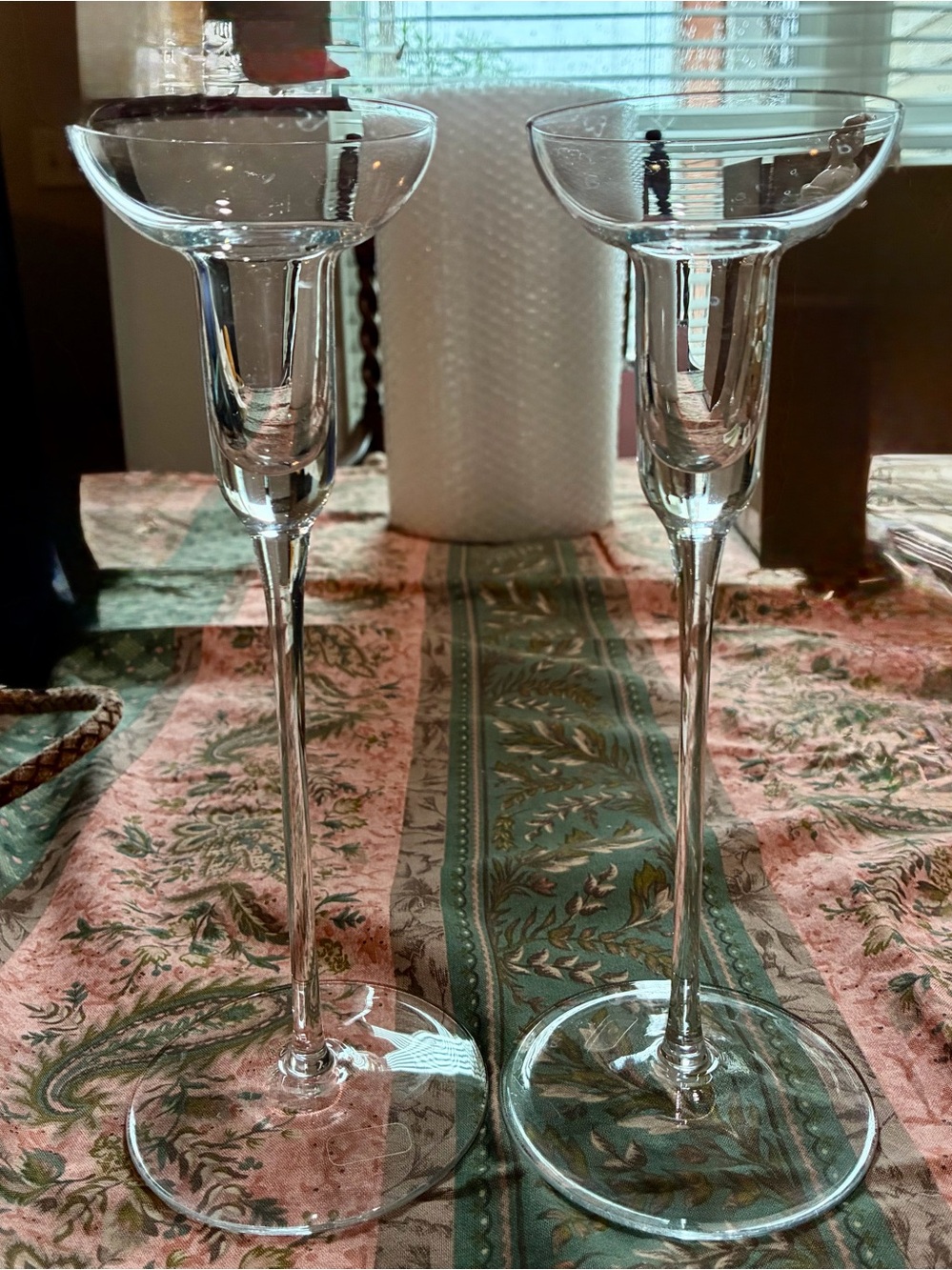 Crate & Barrel Vintage 1980s Floating candlestick Holders.Each 8.5”.Orig Sticker